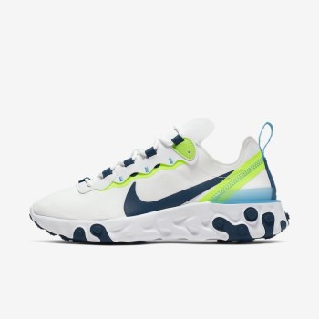 Nike React Element 55 - Női Utcai Cipő - Fehér/Fehér/Zöld/Kék